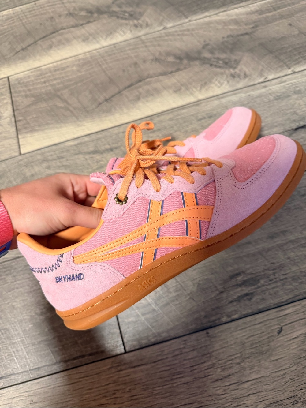 ASICS Skyhand Women Pink and Orange Low-Top Sneakers - Picture 1 of 5